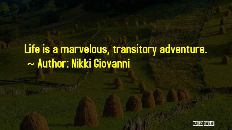 Nikki Giovanni Quotes: Life Is A Marvelous, Transitory Adventure.