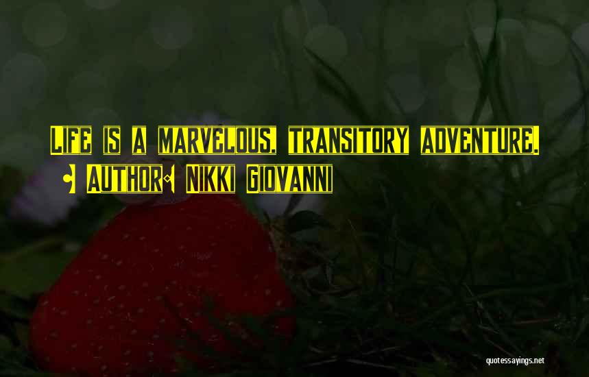 Nikki Giovanni Quotes: Life Is A Marvelous, Transitory Adventure.