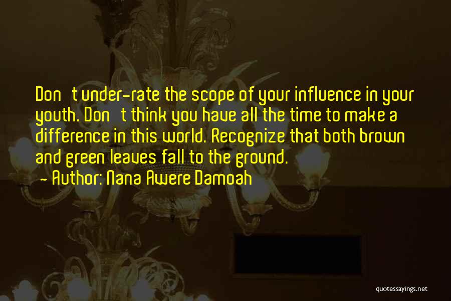 Nana Awere Damoah Quotes: Don't Under-rate The Scope Of Your Influence In Your Youth. Don't Think You Have All The Time To Make A