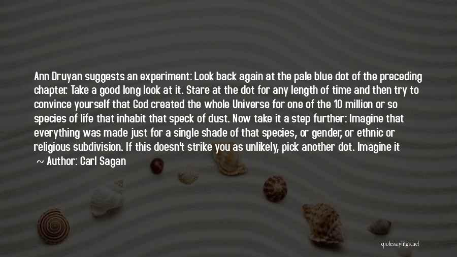 Carl Sagan Quotes: Ann Druyan Suggests An Experiment: Look Back Again At The Pale Blue Dot Of The Preceding Chapter. Take A Good