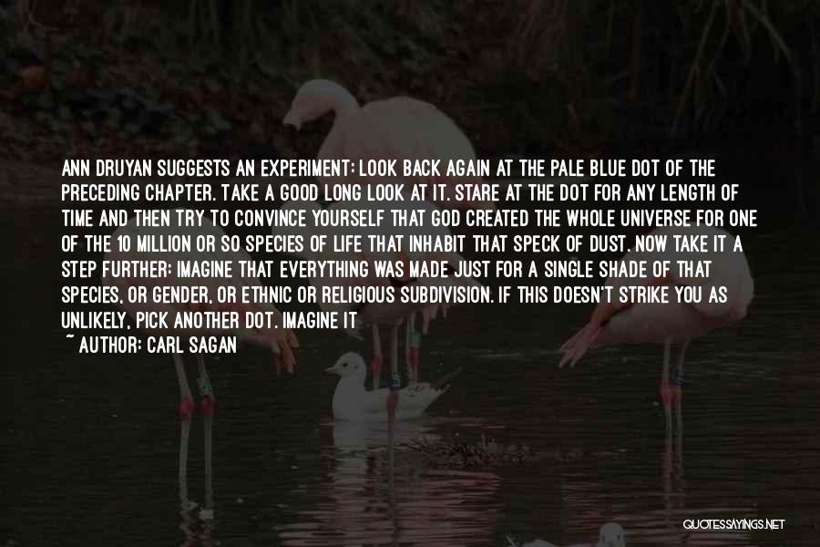Carl Sagan Quotes: Ann Druyan Suggests An Experiment: Look Back Again At The Pale Blue Dot Of The Preceding Chapter. Take A Good