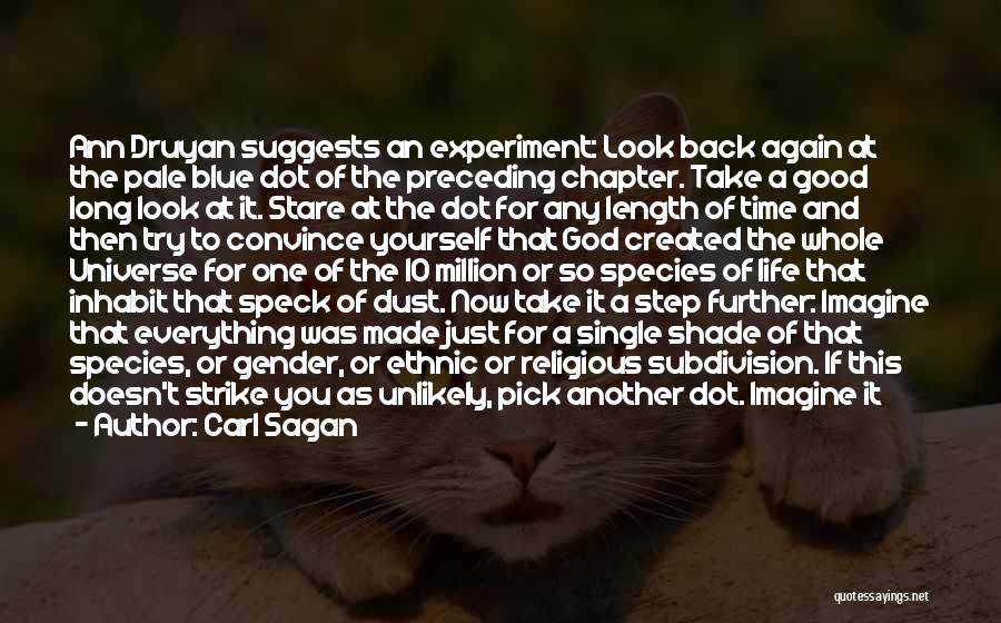 Carl Sagan Quotes: Ann Druyan Suggests An Experiment: Look Back Again At The Pale Blue Dot Of The Preceding Chapter. Take A Good