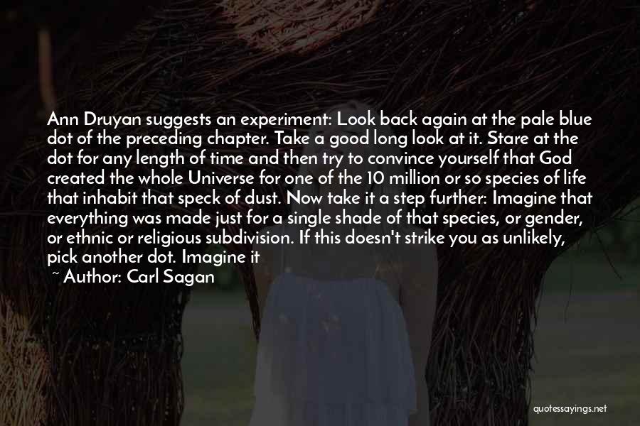 Carl Sagan Quotes: Ann Druyan Suggests An Experiment: Look Back Again At The Pale Blue Dot Of The Preceding Chapter. Take A Good