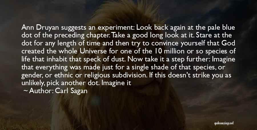 Carl Sagan Quotes: Ann Druyan Suggests An Experiment: Look Back Again At The Pale Blue Dot Of The Preceding Chapter. Take A Good