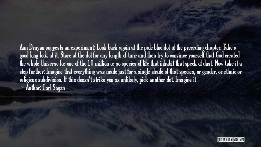 Carl Sagan Quotes: Ann Druyan Suggests An Experiment: Look Back Again At The Pale Blue Dot Of The Preceding Chapter. Take A Good