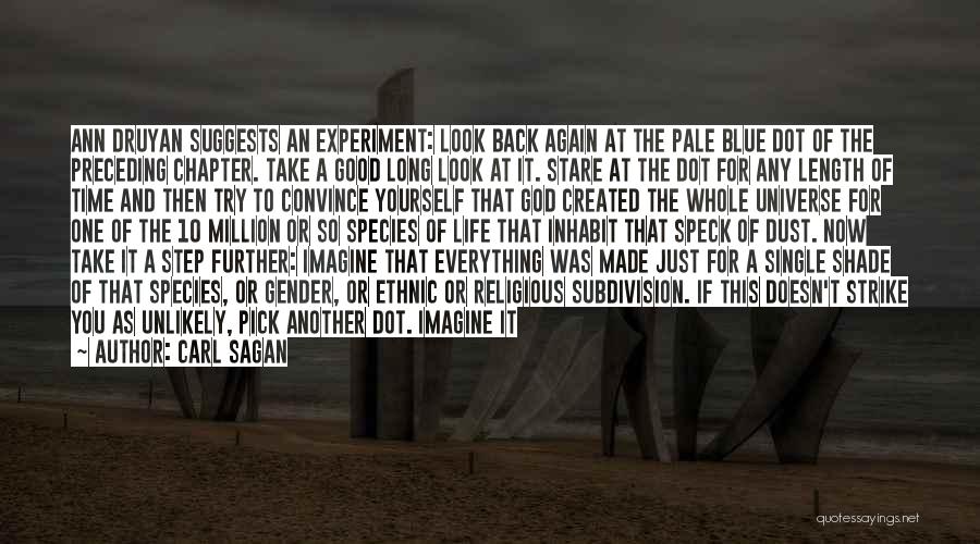 Carl Sagan Quotes: Ann Druyan Suggests An Experiment: Look Back Again At The Pale Blue Dot Of The Preceding Chapter. Take A Good