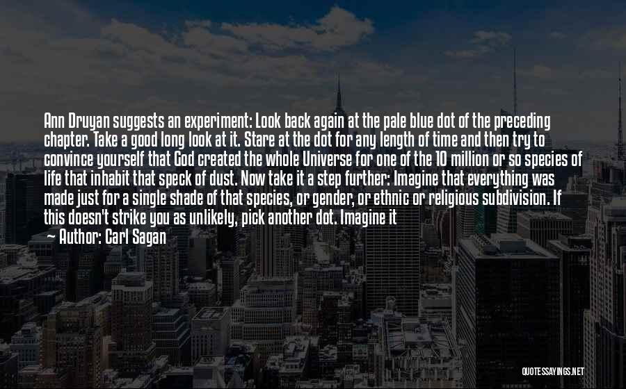 Carl Sagan Quotes: Ann Druyan Suggests An Experiment: Look Back Again At The Pale Blue Dot Of The Preceding Chapter. Take A Good