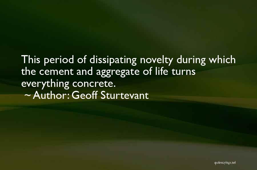 Geoff Sturtevant Quotes: This Period Of Dissipating Novelty During Which The Cement And Aggregate Of Life Turns Everything Concrete.