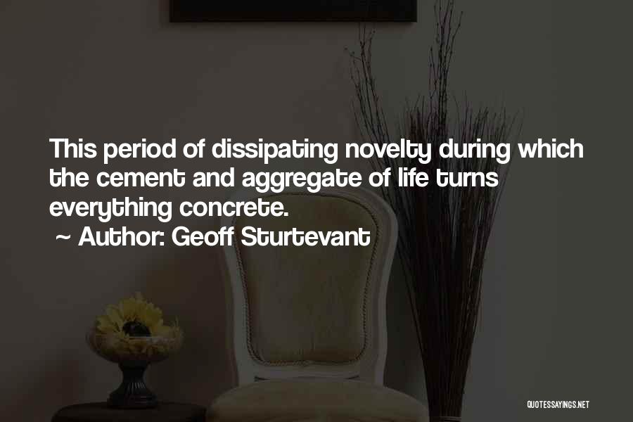 Geoff Sturtevant Quotes: This Period Of Dissipating Novelty During Which The Cement And Aggregate Of Life Turns Everything Concrete.