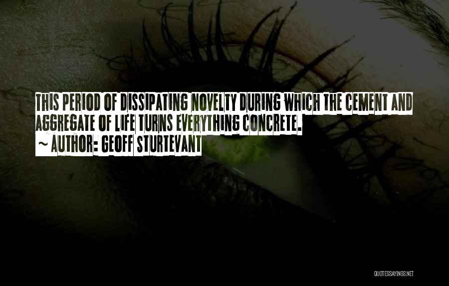 Geoff Sturtevant Quotes: This Period Of Dissipating Novelty During Which The Cement And Aggregate Of Life Turns Everything Concrete.