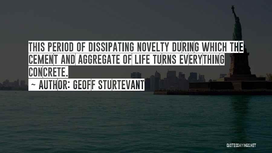 Geoff Sturtevant Quotes: This Period Of Dissipating Novelty During Which The Cement And Aggregate Of Life Turns Everything Concrete.