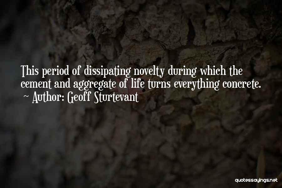 Geoff Sturtevant Quotes: This Period Of Dissipating Novelty During Which The Cement And Aggregate Of Life Turns Everything Concrete.