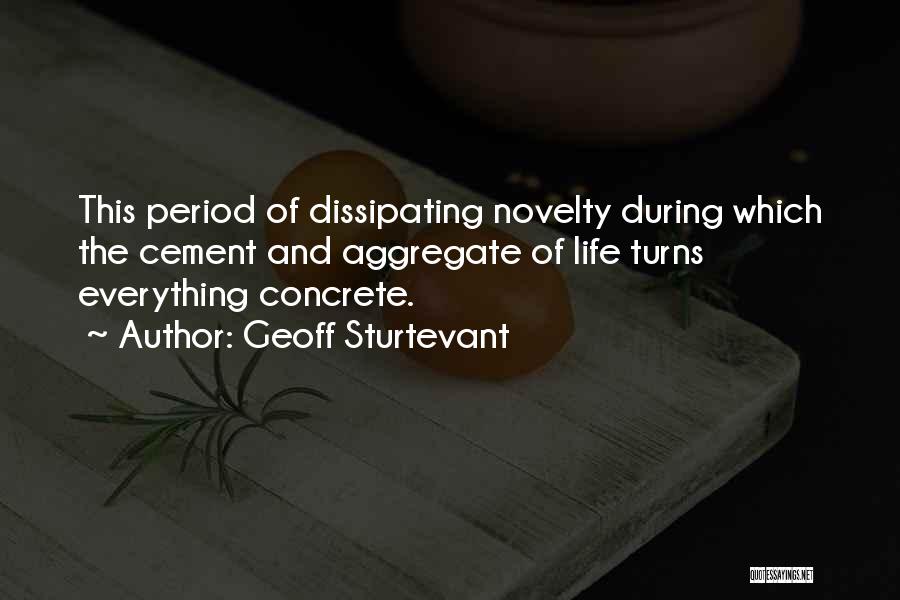 Geoff Sturtevant Quotes: This Period Of Dissipating Novelty During Which The Cement And Aggregate Of Life Turns Everything Concrete.