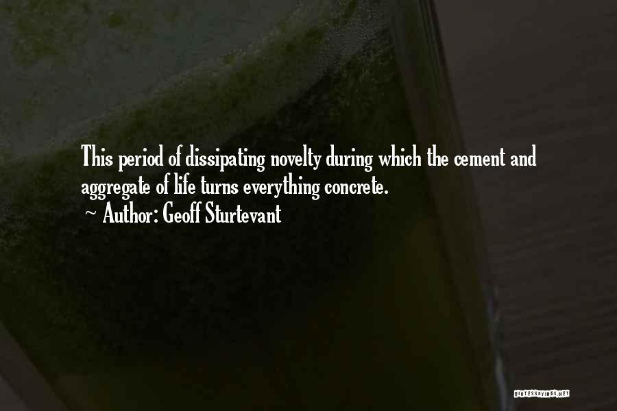 Geoff Sturtevant Quotes: This Period Of Dissipating Novelty During Which The Cement And Aggregate Of Life Turns Everything Concrete.