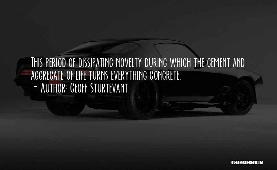 Geoff Sturtevant Quotes: This Period Of Dissipating Novelty During Which The Cement And Aggregate Of Life Turns Everything Concrete.