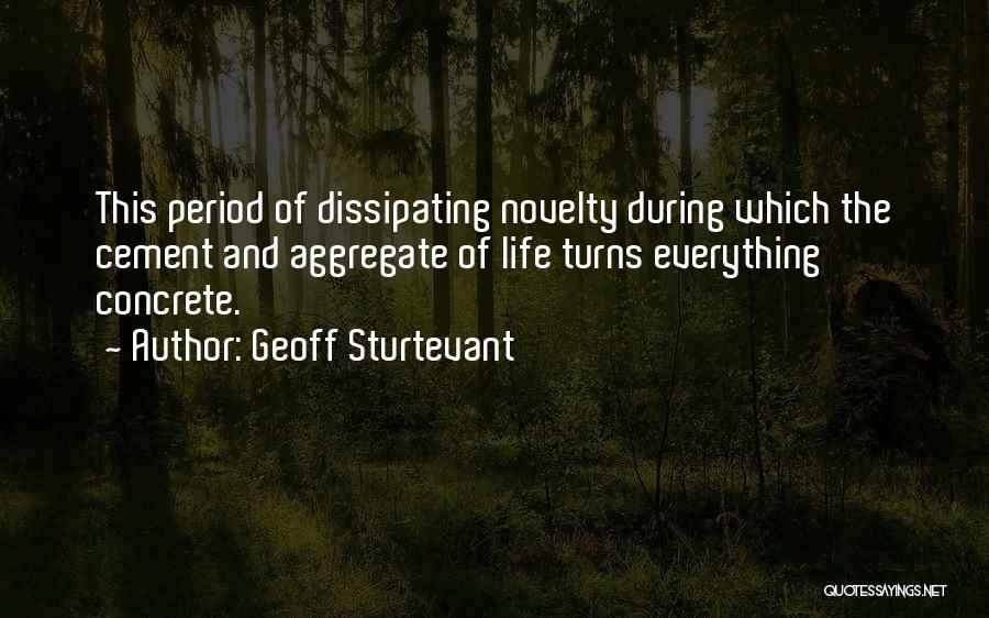 Geoff Sturtevant Quotes: This Period Of Dissipating Novelty During Which The Cement And Aggregate Of Life Turns Everything Concrete.