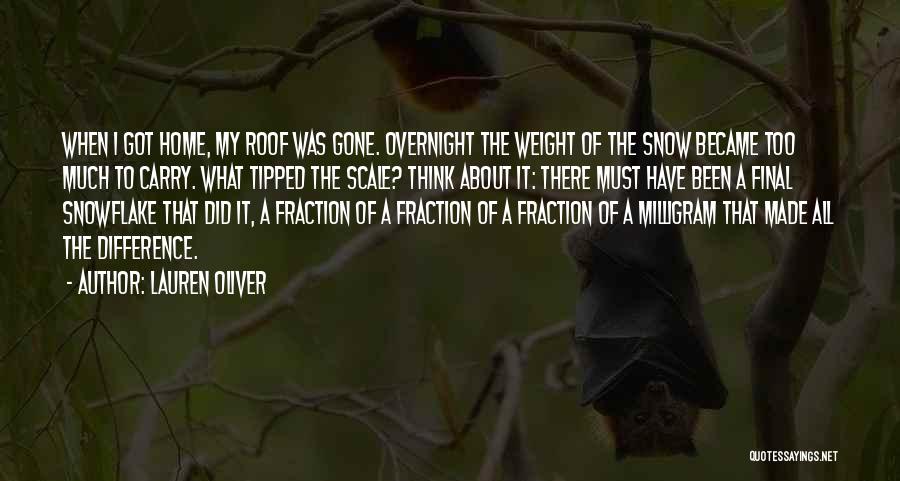 Lauren Oliver Quotes: When I Got Home, My Roof Was Gone. Overnight The Weight Of The Snow Became Too Much To Carry. What