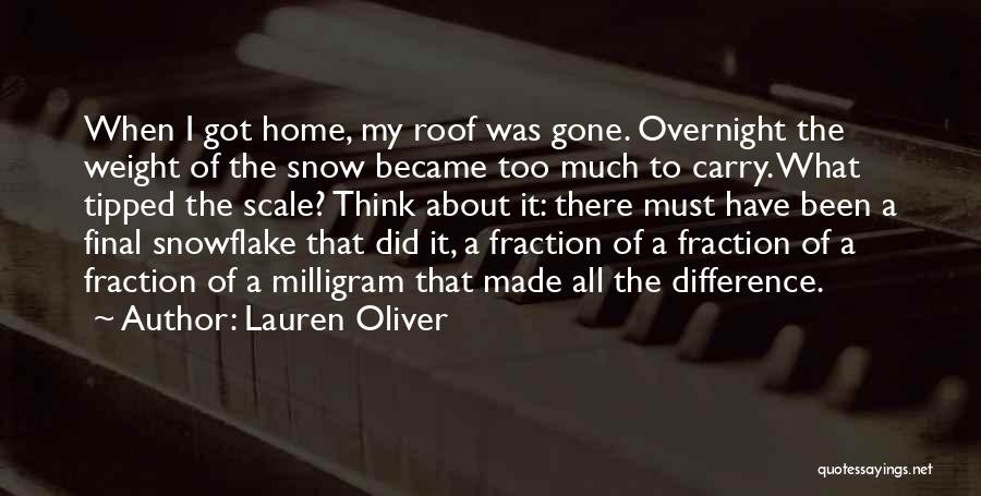 Lauren Oliver Quotes: When I Got Home, My Roof Was Gone. Overnight The Weight Of The Snow Became Too Much To Carry. What