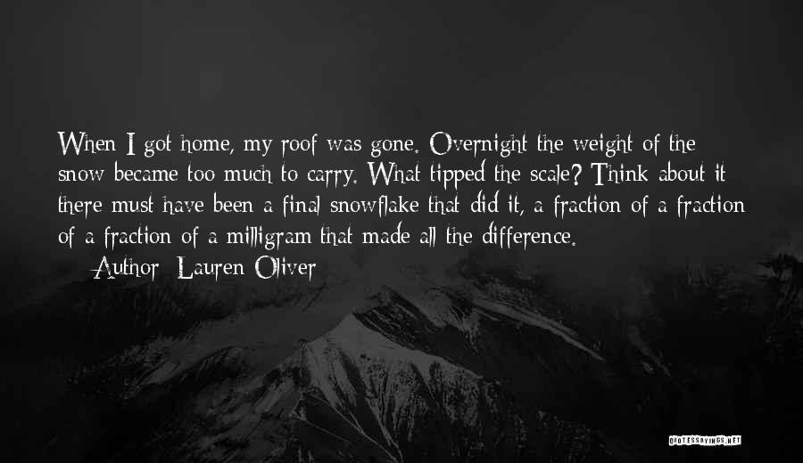 Lauren Oliver Quotes: When I Got Home, My Roof Was Gone. Overnight The Weight Of The Snow Became Too Much To Carry. What