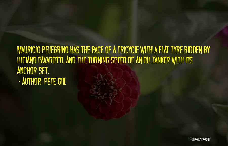 Pete Gill Quotes: Mauricio Pellegrino Has The Pace Of A Tricycle With A Flat Tyre Ridden By Luciano Pavarotti, And The Turning Speed