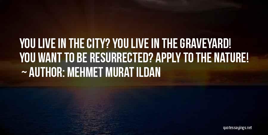 Mehmet Murat Ildan Quotes: You Live In The City? You Live In The Graveyard! You Want To Be Resurrected? Apply To The Nature!