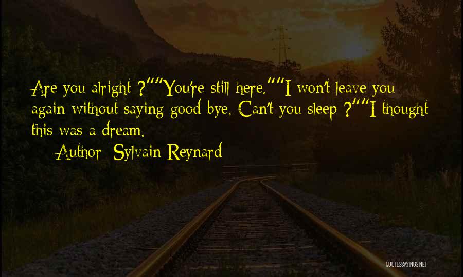 Sylvain Reynard Quotes: Are You Alright ?you're Still Here.i Won't Leave You Again Without Saying Good-bye. Can't You Sleep ?i Thought This Was