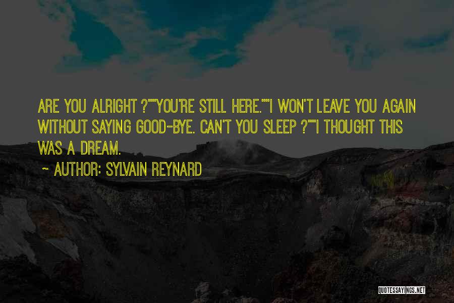 Sylvain Reynard Quotes: Are You Alright ?you're Still Here.i Won't Leave You Again Without Saying Good-bye. Can't You Sleep ?i Thought This Was