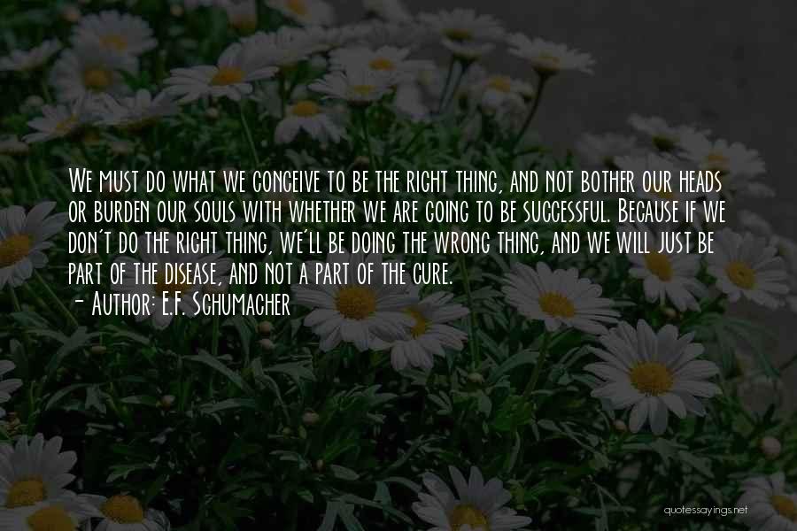 E.F. Schumacher Quotes: We Must Do What We Conceive To Be The Right Thing, And Not Bother Our Heads Or Burden Our Souls