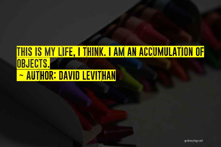 David Levithan Quotes: This Is My Life, I Think. I Am An Accumulation Of Objects.