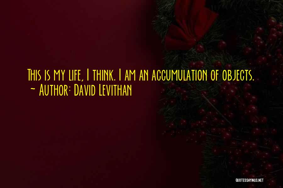 David Levithan Quotes: This Is My Life, I Think. I Am An Accumulation Of Objects.