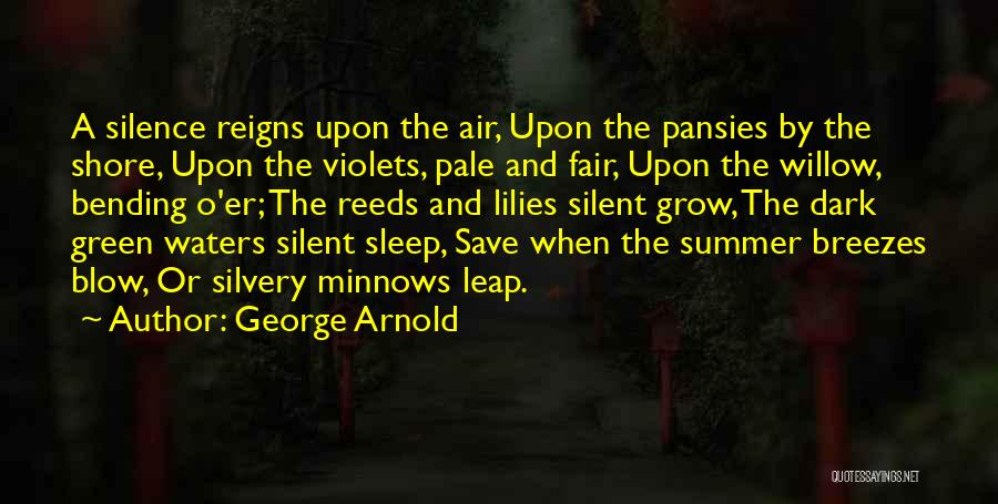 George Arnold Quotes: A Silence Reigns Upon The Air, Upon The Pansies By The Shore, Upon The Violets, Pale And Fair, Upon The