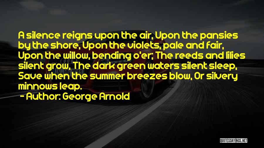 George Arnold Quotes: A Silence Reigns Upon The Air, Upon The Pansies By The Shore, Upon The Violets, Pale And Fair, Upon The