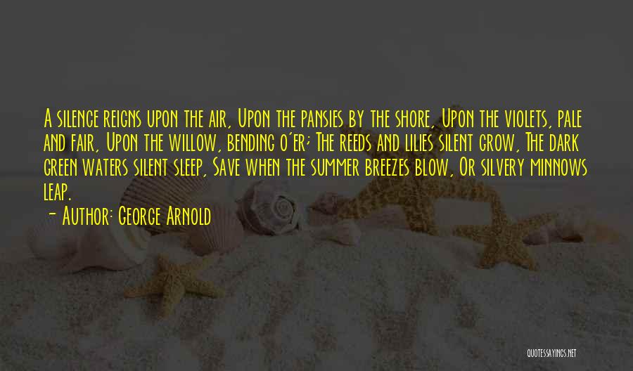 George Arnold Quotes: A Silence Reigns Upon The Air, Upon The Pansies By The Shore, Upon The Violets, Pale And Fair, Upon The