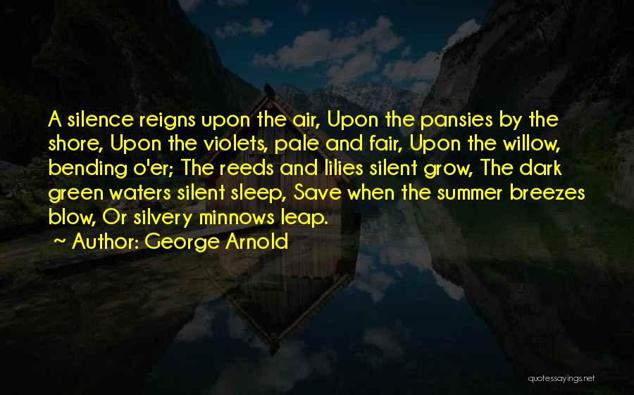 George Arnold Quotes: A Silence Reigns Upon The Air, Upon The Pansies By The Shore, Upon The Violets, Pale And Fair, Upon The