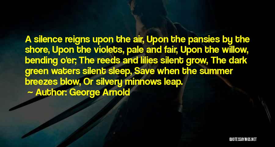 George Arnold Quotes: A Silence Reigns Upon The Air, Upon The Pansies By The Shore, Upon The Violets, Pale And Fair, Upon The