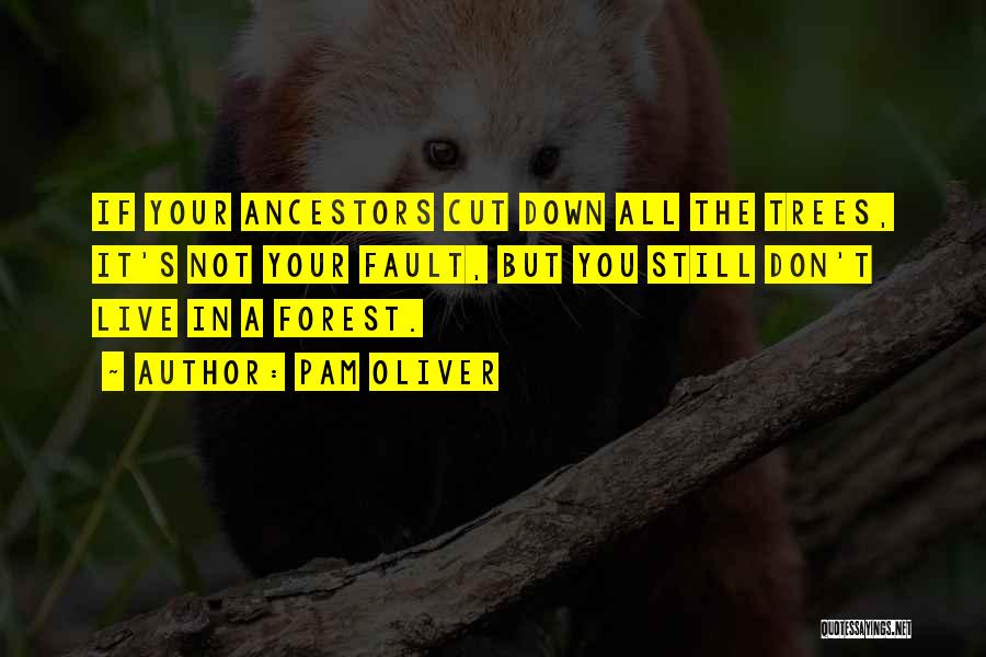 Pam Oliver Quotes: If Your Ancestors Cut Down All The Trees, It's Not Your Fault, But You Still Don't Live In A Forest.