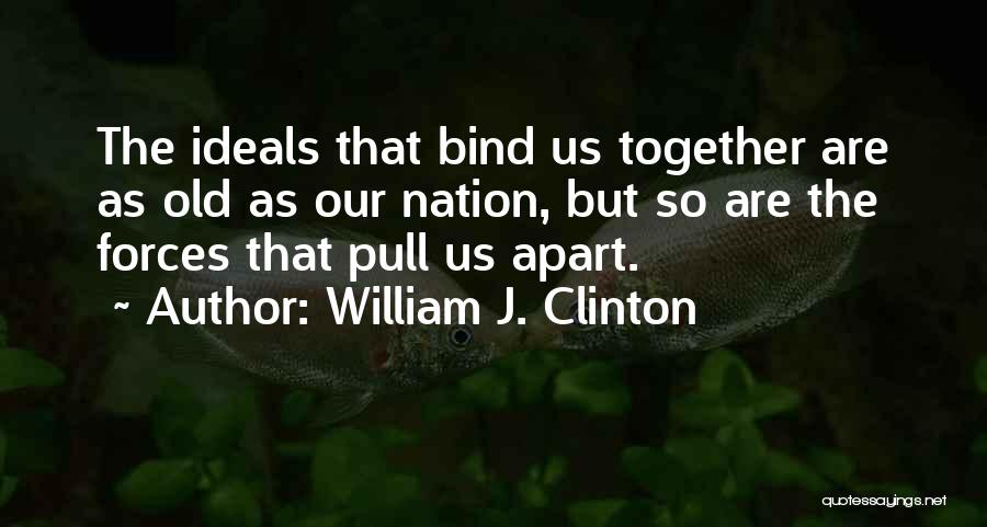 William J. Clinton Quotes: The Ideals That Bind Us Together Are As Old As Our Nation, But So Are The Forces That Pull Us