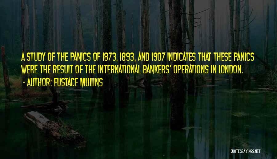 Eustace Mullins Quotes: A Study Of The Panics Of 1873, 1893, And 1907 Indicates That These Panics Were The Result Of The International