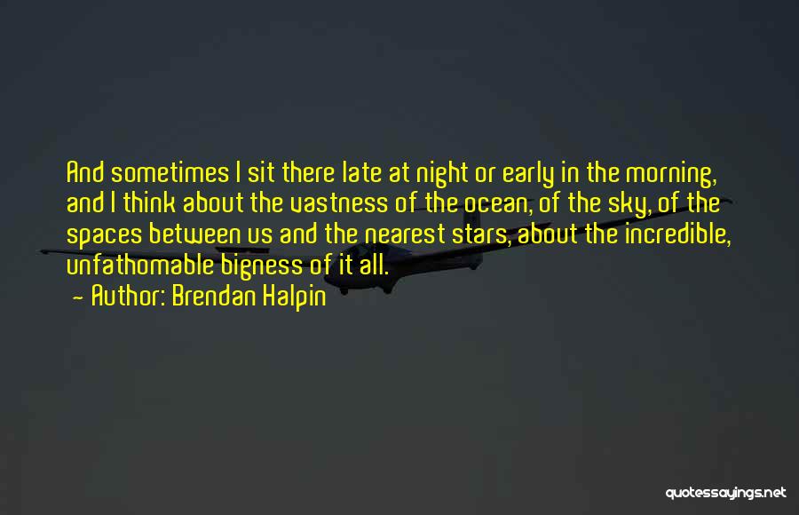 Brendan Halpin Quotes: And Sometimes I Sit There Late At Night Or Early In The Morning, And I Think About The Vastness Of