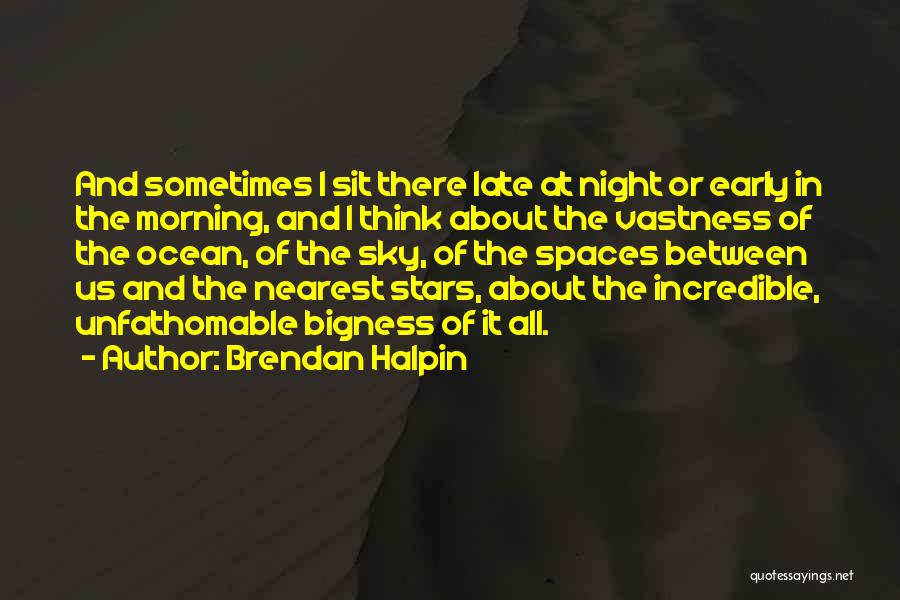 Brendan Halpin Quotes: And Sometimes I Sit There Late At Night Or Early In The Morning, And I Think About The Vastness Of