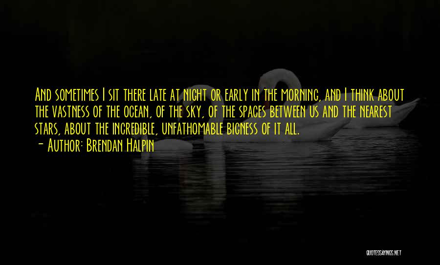 Brendan Halpin Quotes: And Sometimes I Sit There Late At Night Or Early In The Morning, And I Think About The Vastness Of