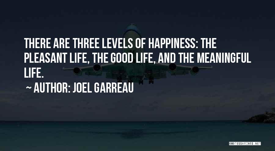 Joel Garreau Quotes: There Are Three Levels Of Happiness: The Pleasant Life, The Good Life, And The Meaningful Life.