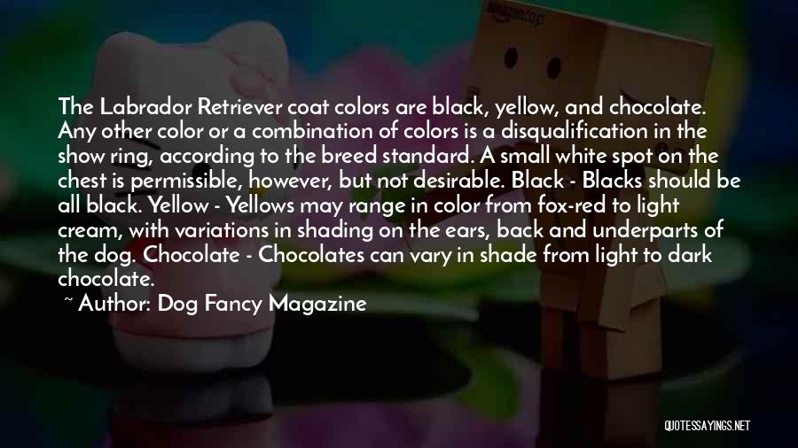 Dog Fancy Magazine Quotes: The Labrador Retriever Coat Colors Are Black, Yellow, And Chocolate. Any Other Color Or A Combination Of Colors Is A