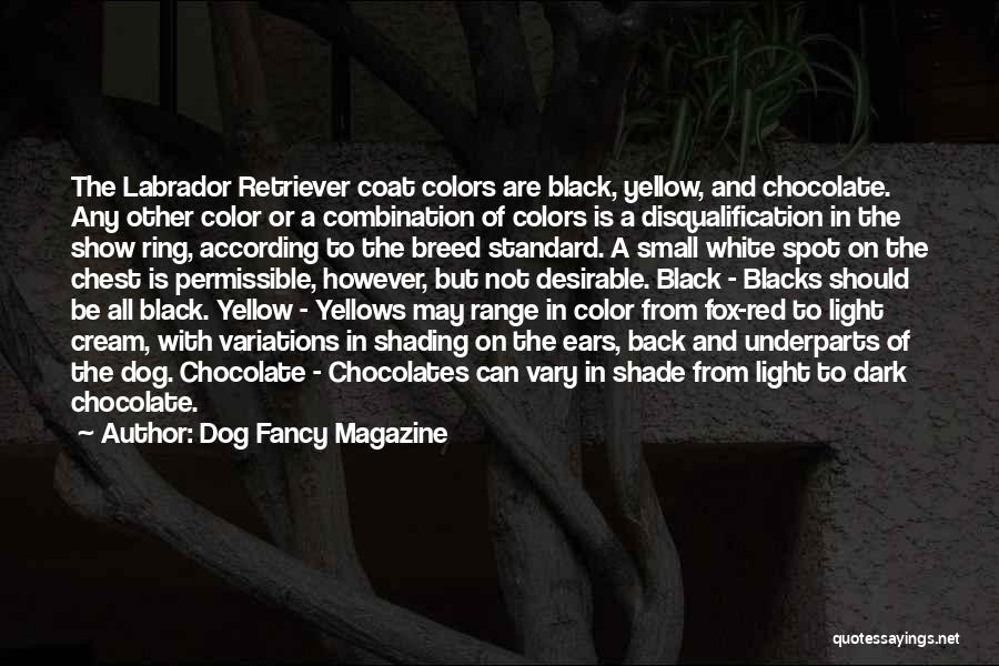 Dog Fancy Magazine Quotes: The Labrador Retriever Coat Colors Are Black, Yellow, And Chocolate. Any Other Color Or A Combination Of Colors Is A