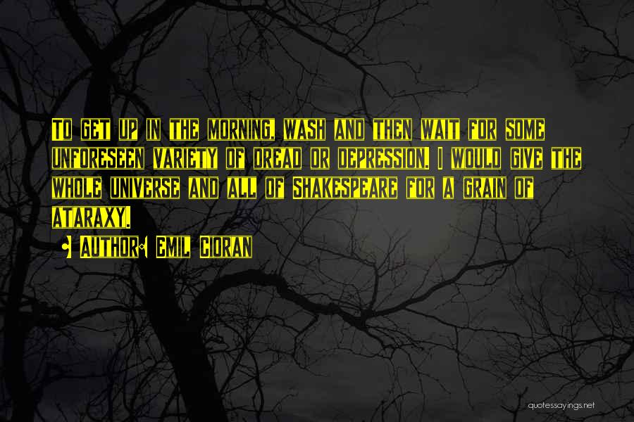 Emil Cioran Quotes: To Get Up In The Morning, Wash And Then Wait For Some Unforeseen Variety Of Dread Or Depression. I Would