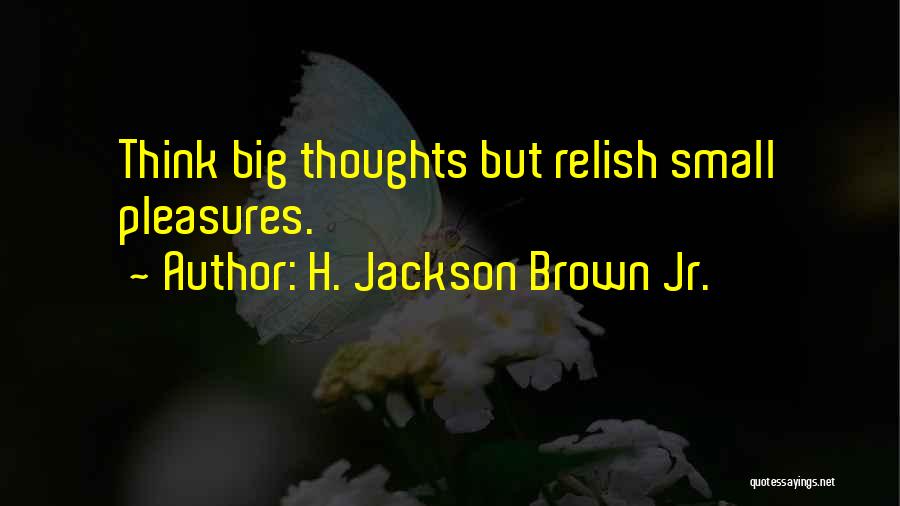 H. Jackson Brown Jr. Quotes: Think Big Thoughts But Relish Small Pleasures.