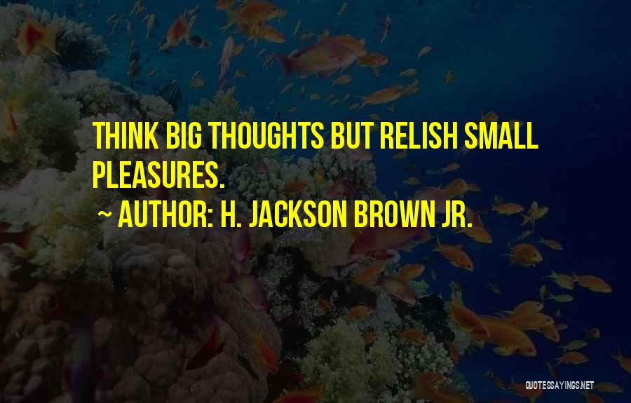 H. Jackson Brown Jr. Quotes: Think Big Thoughts But Relish Small Pleasures.