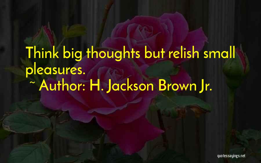 H. Jackson Brown Jr. Quotes: Think Big Thoughts But Relish Small Pleasures.