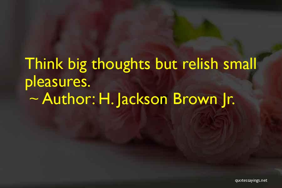 H. Jackson Brown Jr. Quotes: Think Big Thoughts But Relish Small Pleasures.
