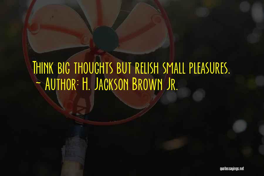 H. Jackson Brown Jr. Quotes: Think Big Thoughts But Relish Small Pleasures.